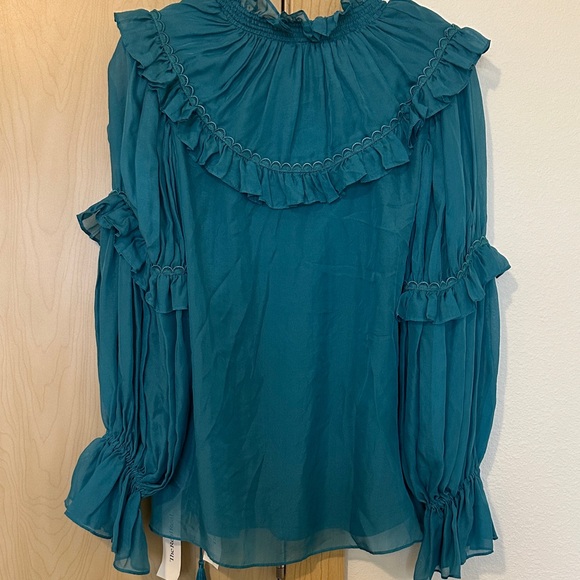 Haute Hippie Teal Ruffled Blouse - Picture 6 of 6